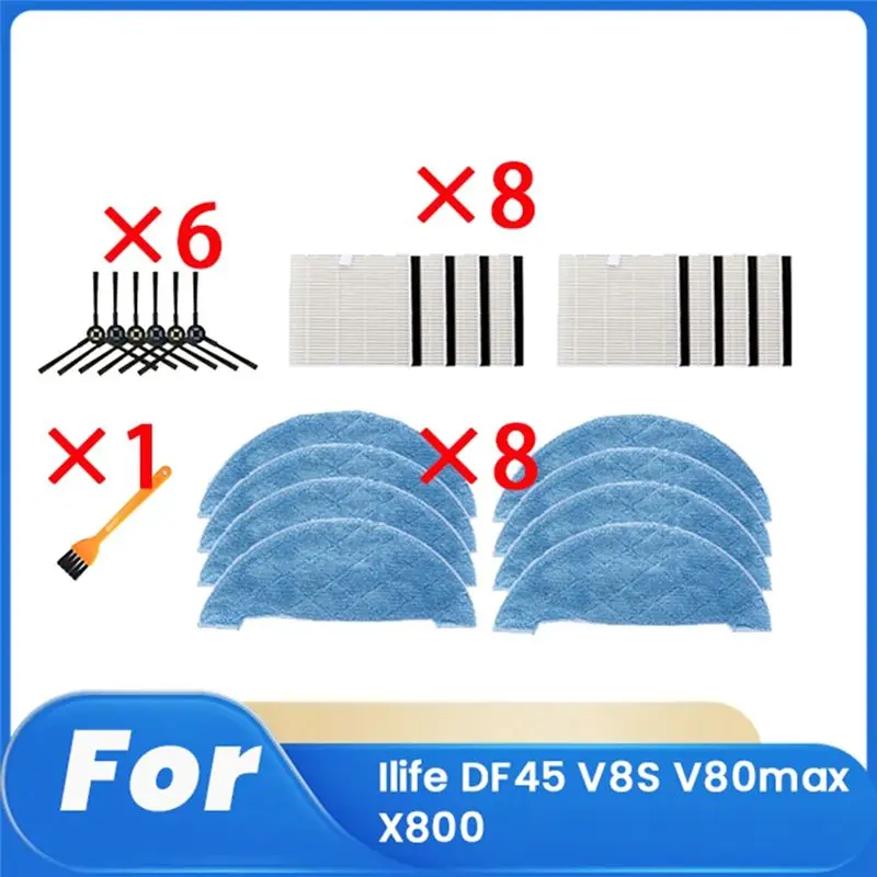 23 Pcs For Ilife DF45 V8S V80max X800 Robot Vacuum Cleaner Parts Replacement Filter Side Brush Rag SALES