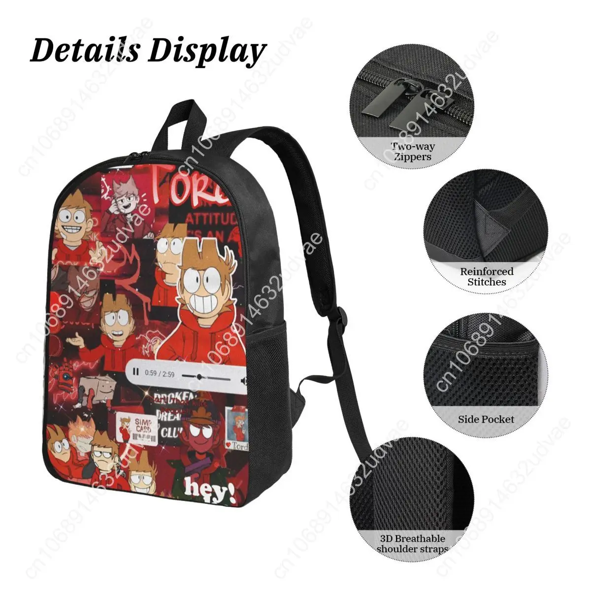 Eddsworld Backpack Student Boys Girls BookBag School Bag Computer Shoulder Bags 3ps Insulated Lunch Bag Pencil Case