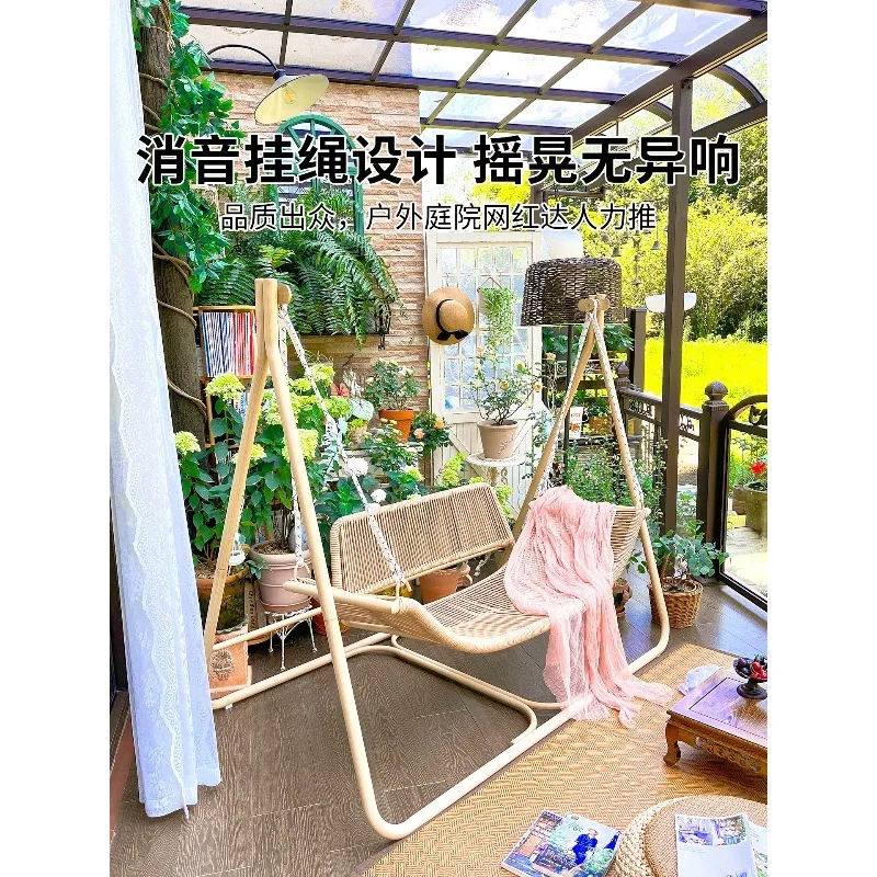 Red leaf sandalwood swing, outdoor courtyard swing, indoor double hammock, balcony garden swing chair hanging chair