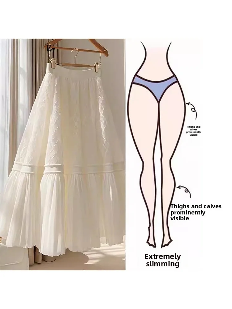 Summer Large Size White Princess Skirt Women's New Style A-Line Versatile Half Skirt High Waist Cake Skirt Loose Fit