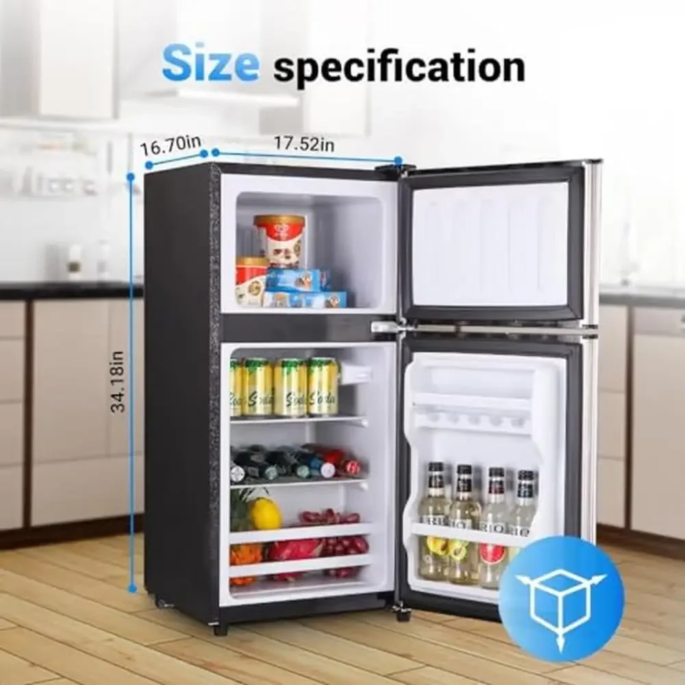 Compact Dual Door Fridge Freezer 3.5 Cu Ft Silver Energy Star Adjustable Temperature Control