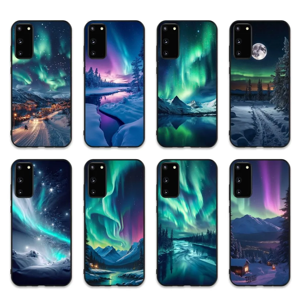 Beautiful Northern Lights Phone Case Silicone PC+TPU For Samsung S10 20 30 22 23 24 Plus Lite Ultra Cover