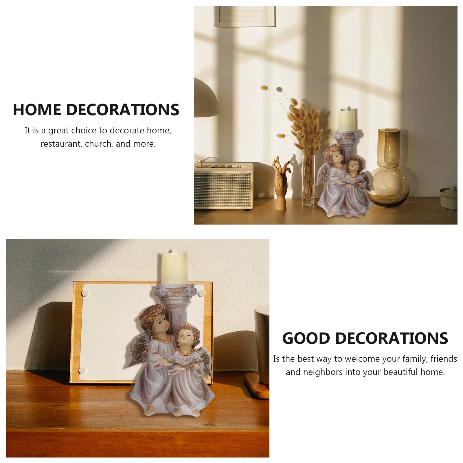 

1Pcs Angel Candleholder Creative Sculpture for Wedding Party Home Decor Resin Stick Simulation Romantic Atmosphere