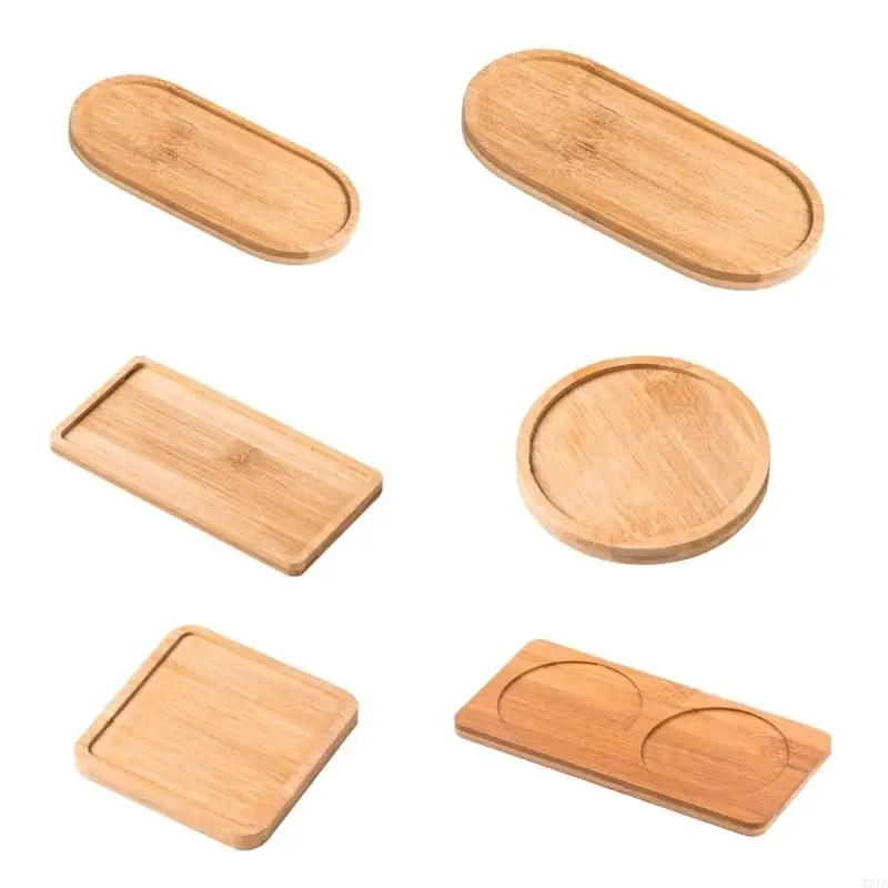 77JA Rectangle Bamboo Tray Bamboo Saucer Serving Plate Dish Solid Bamboo Serving Tray Cup Coasters Display