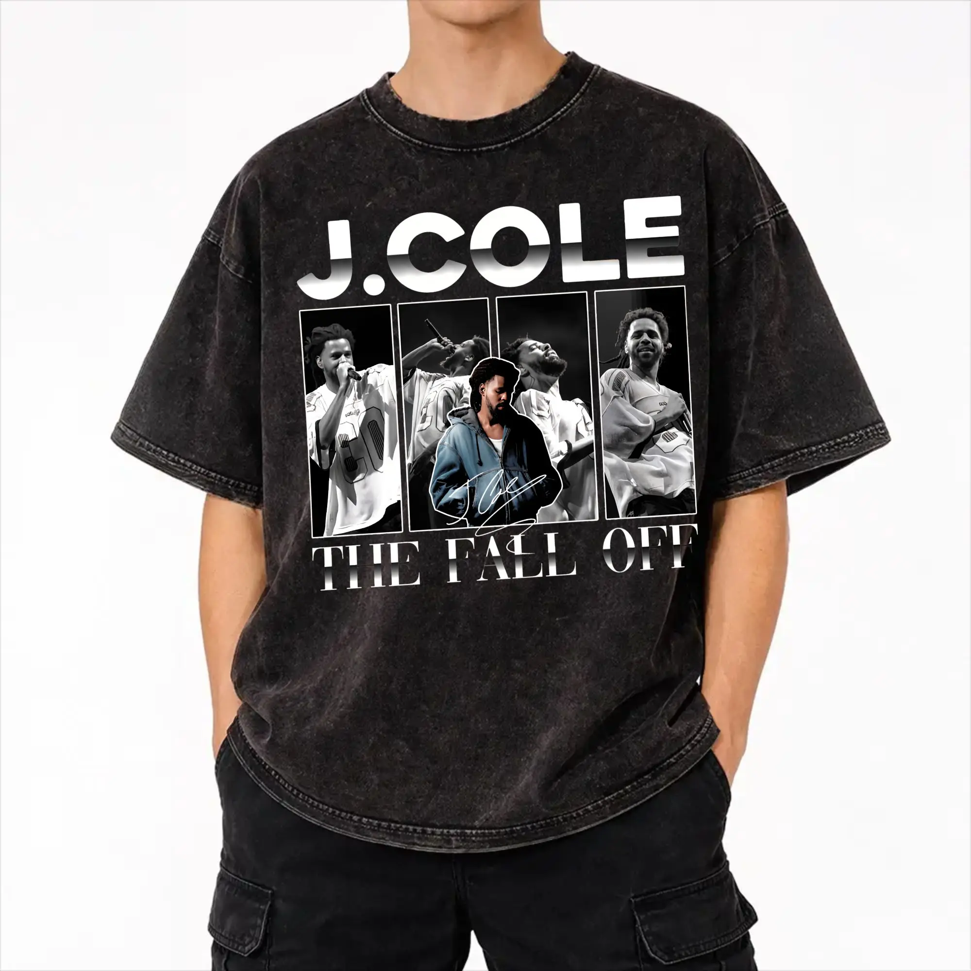 J Cole The Fall Off 2026 Tour T Shirts Hip Hop Washed 100% Cotton Oversize T-Shirt  Casual Men Women Streetwear Printed Tees