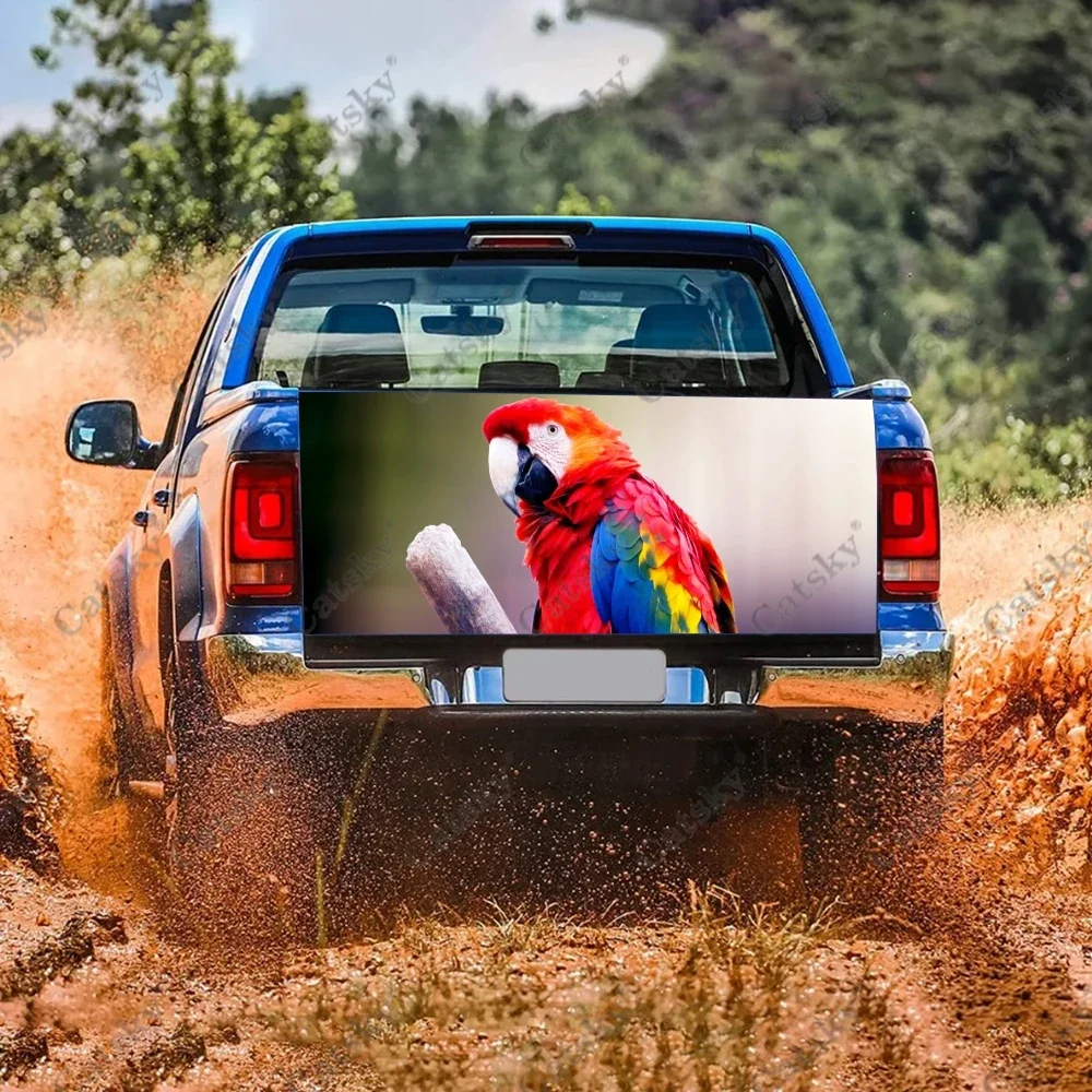 ملصقات سيارات على شكل حيوان الببغاء الأحمر ملحقات تعديل خلفي من الفينيل مناسبة للشاحنات والمركبات على الطرق الوعرة وملصقات الدفع الرباعي