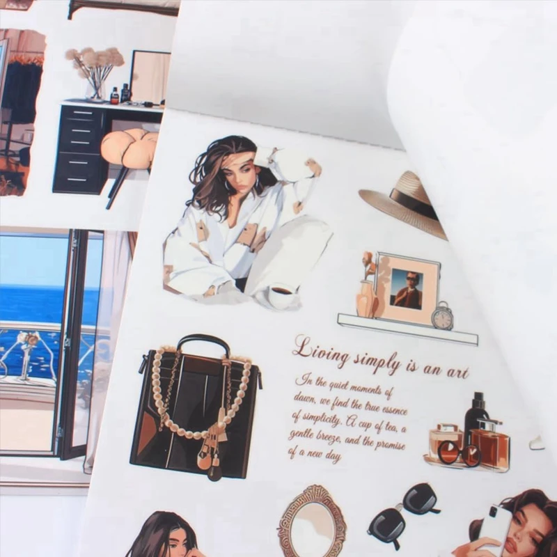 หนังสือสติกเกอร์วารสารเวลาว่างสําหรับอุปกรณ์ขยะ Journaling, 20 Pe-Cut PET, เทป Washi และสติกเกอร์กระดาษหัตถกรรม