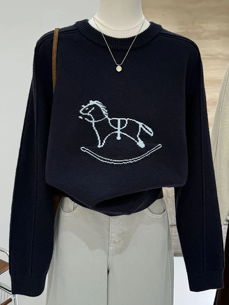 Damen Thiened Loose Gestrickter runder Ne-Pullover Casual Sle Winter Neuankömmling Bequemes warmes langes Sve-Top