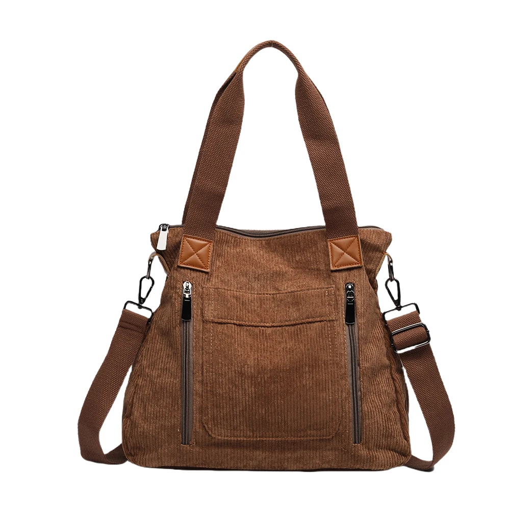 Ladies and Men's Universal Casual Fashion Corduroy Material Handbag Simple Shoulder Bag Messenger Bag