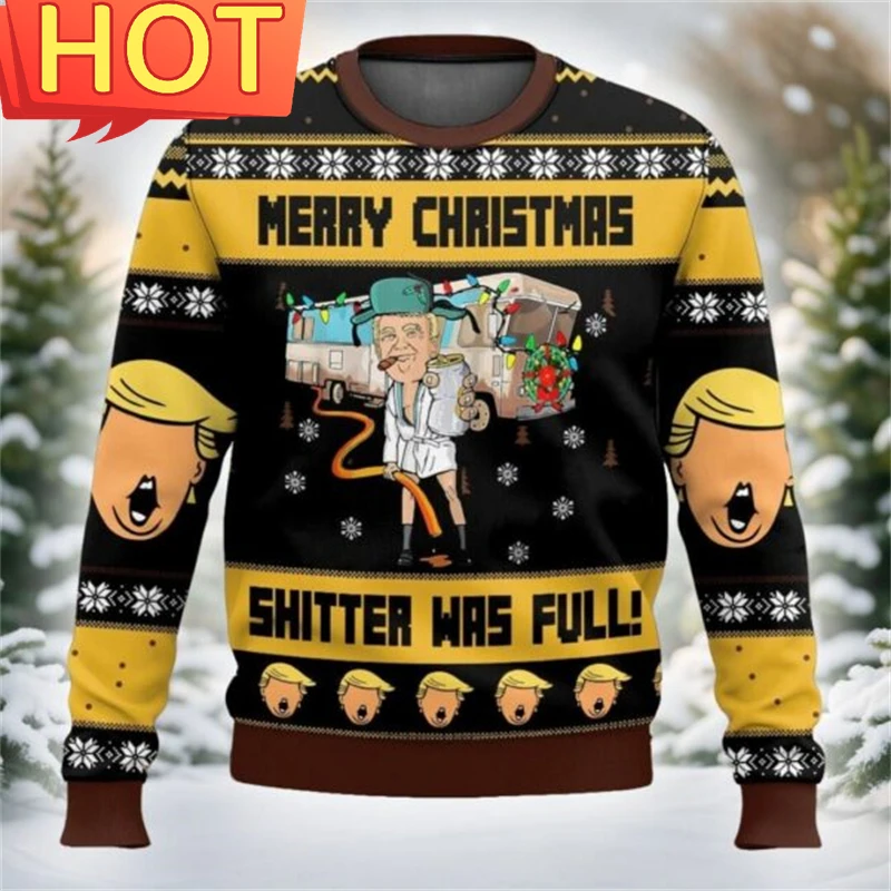 Ugly Christmas Sweater Women Man Funny 3D Printed Sweatshirts Men Trump Supporter Trump Christmas Gift Pullover Men\'s Clothing