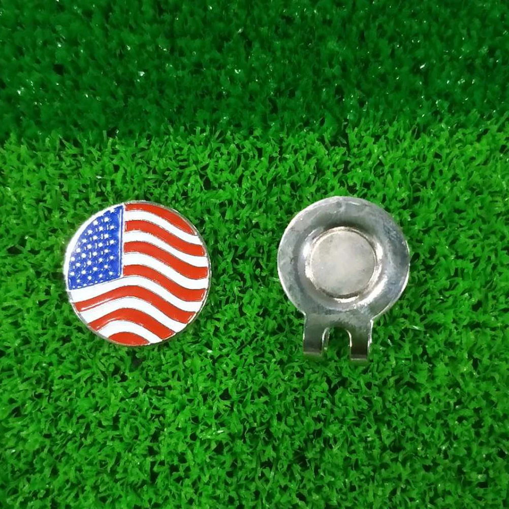2 قطعة كرة سبيكة ماركر قبعة كليب العلم الأمريكي نمط مرفق آمن مع القبعات أحزمة فكرة هدية عظيمة للاعبين الغولف #6