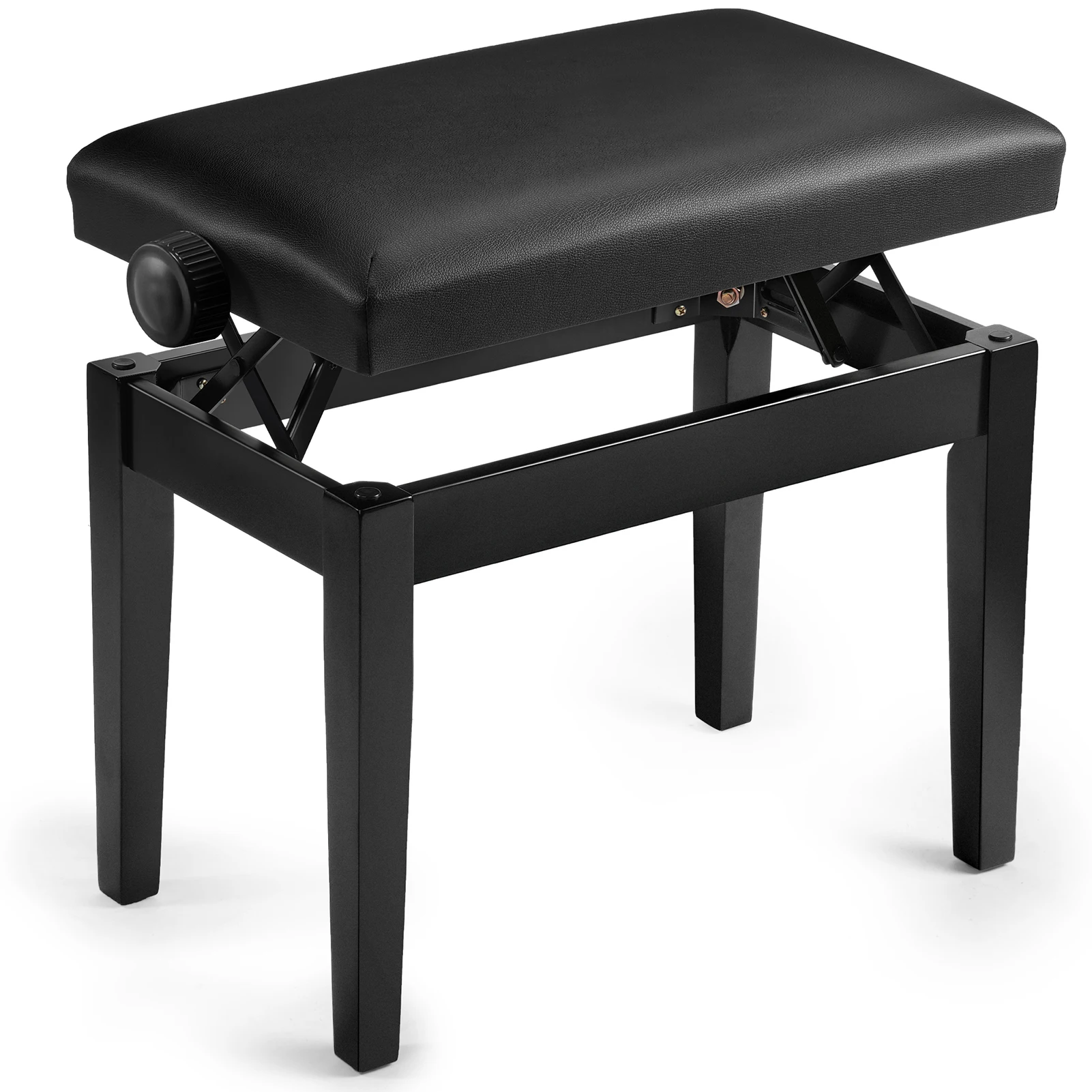 مقعد بيانو قابل للتعديل مع وسادة سميكة وإطار فولاذي - مقعد قابل لضبط الارتفاع للوحة المفاتيح/الأعضاء، للاستخدام المنزلي والاستوديو (أسود)