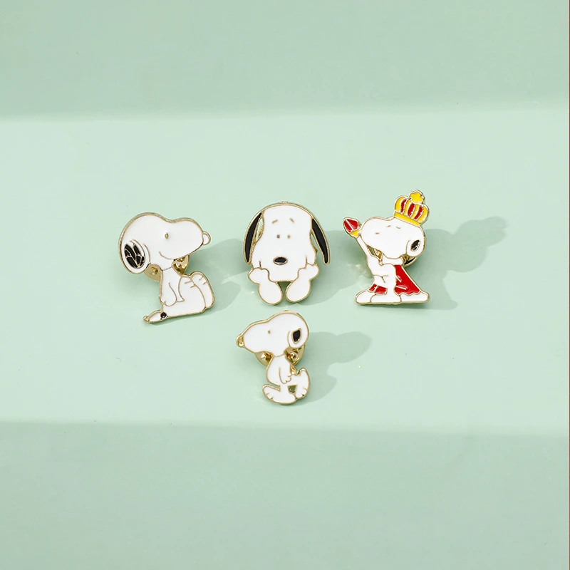 Snoopy Woodstock Cartoon Brooch Anime Figure Cute Dog Metal Badge Clothing Anti-slip Match Enamel Cos Pin