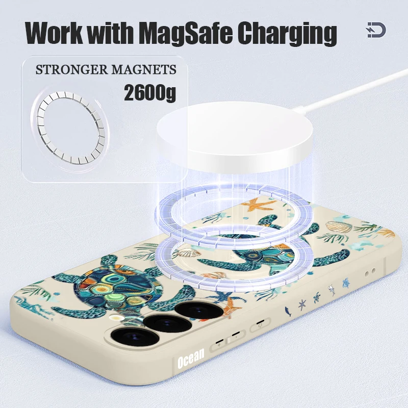 Sea Turtle Print Magnetic Phone Case For Samsung Galaxy S26 S25 S24 Ultra S23 S24 S25 FE S22 Plus For Magsafe Soft TPU Cover - view 6