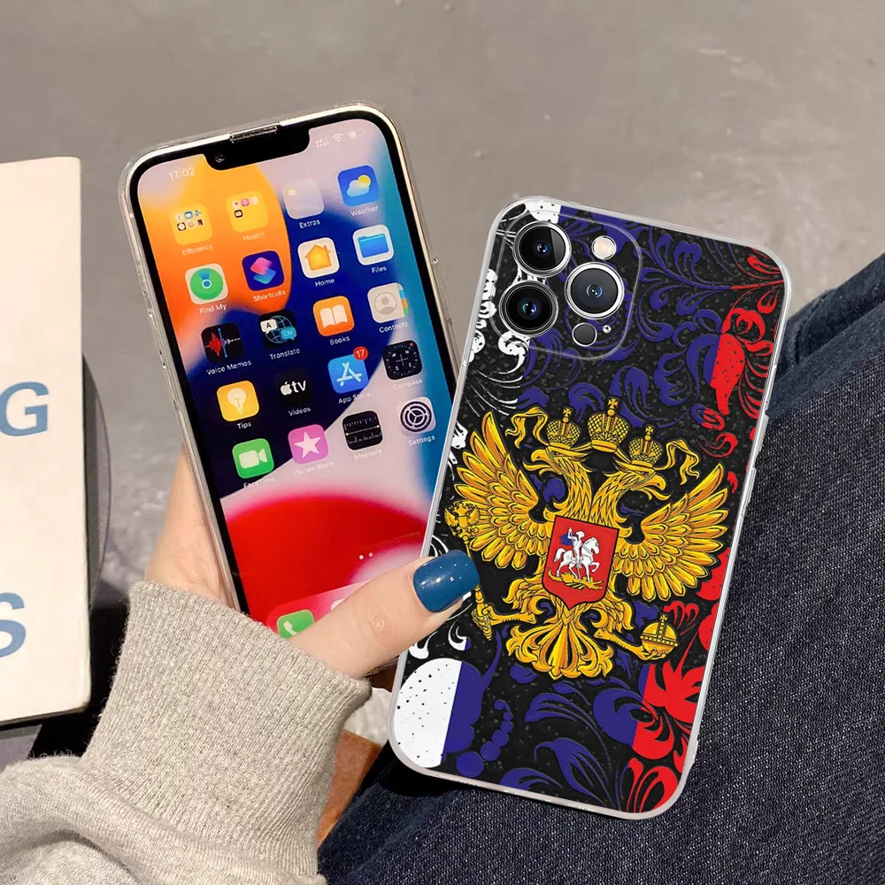 R-Russia Flag Phone Case For iPhone 16 15 14 11 12 13 Mini Pro XS Max Cover 6 7 8 Plus X Funda Shell