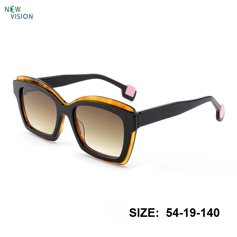 High End Women Large Frame Sunglasses Outdoor Vacation Leisure Fashion Luxury Thick Acetate Color Blocked Square Men Sun Glasses