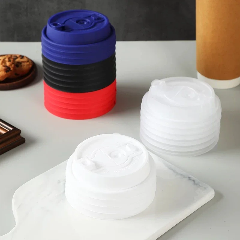 Disposable Plastic Creative Paper Plastic Cup Universal Lid 90MM Caliber Milk Tea Cup Cover Leak Proof Injection Molded Cup Lids