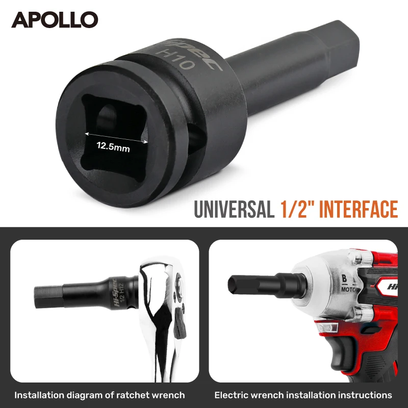 أبولو 1/2 "محرك تأثير توركس ستار بت المقبس مجموعات المفتاح الكهربائي المقبس تمديد محول تأثير المقبس مجموعة، مفتاح بانة مجموعة