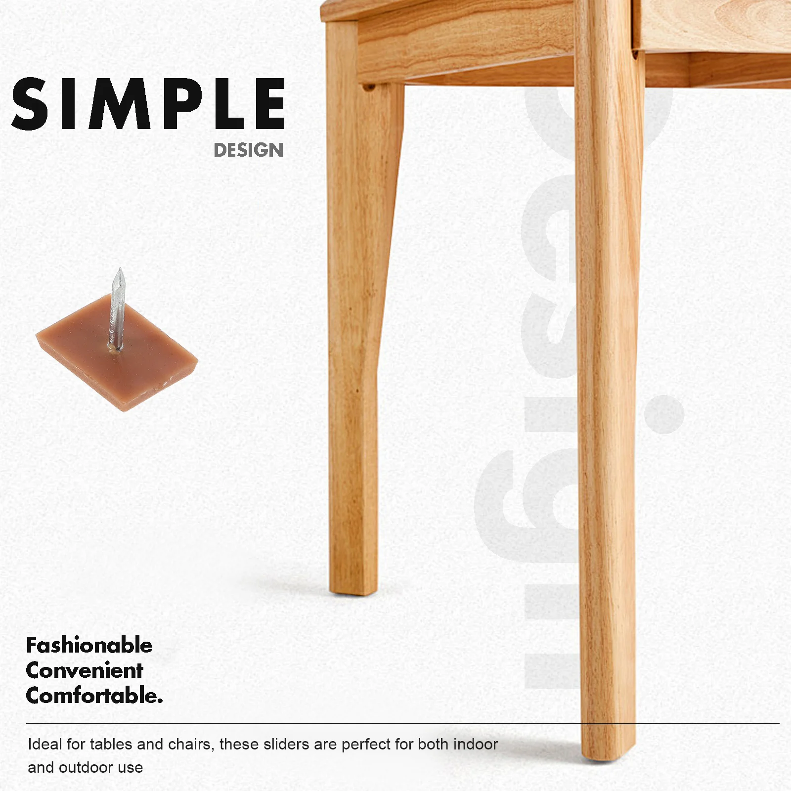 30 Stück rechteckige Nagel-on-Möbelgleiter aus Kunststoff, rutschfeste Stuhl- und Tischbeinpolster, Bodenschoner, rutschfeste Gleiter