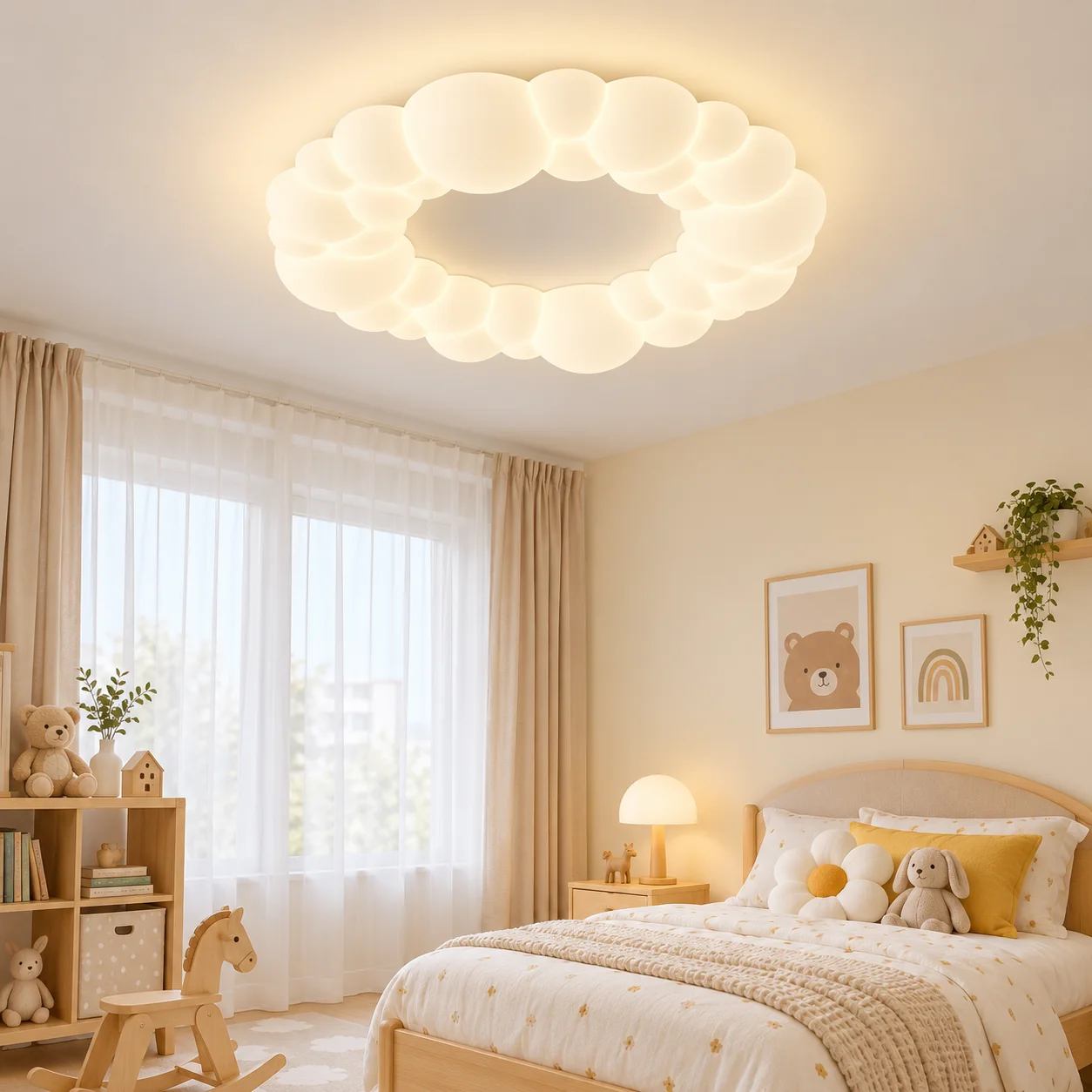 Modern LED Bubble Cloud Ceiling Light for Kids Bedroom Warm Nursery Lamp for Baby Room Boys Girls Playroom Decor