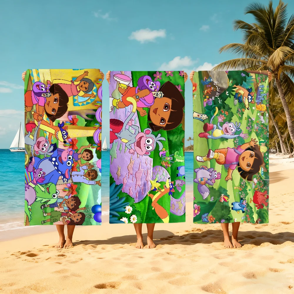 D-dora cute anime Towel Large Quick-Drying E-explorer-r Microfiber soft Beach Towel for Travel Fitness Sauna Bathing Camping