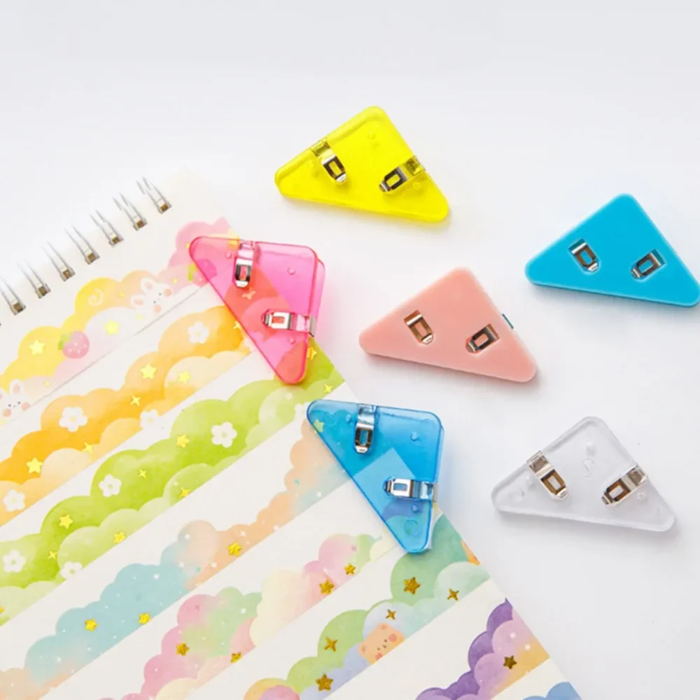 Kawaii 1pc Triangle Corner Clips File Paper Clips File Index Photo Clamp Page Holder Korean Stationery Office Desk Organizer