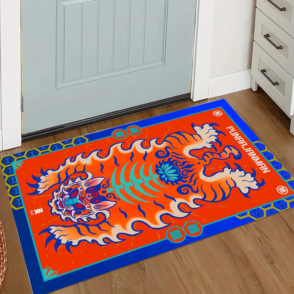 1Pcs Retro Tiger Welcome Door Mat WELCOME Rug Living Room Bedroom Entry Doormat Outdoor Nonslip Floor Mat Kitchen Mat Washable
