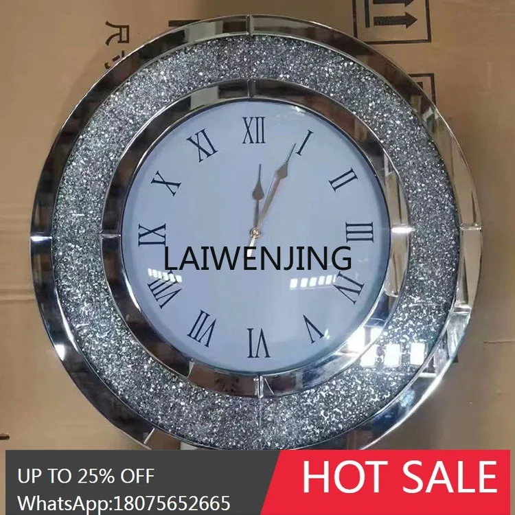 simple wall clock clock clock living room creative fashion mirror glass rhinestone decoration
