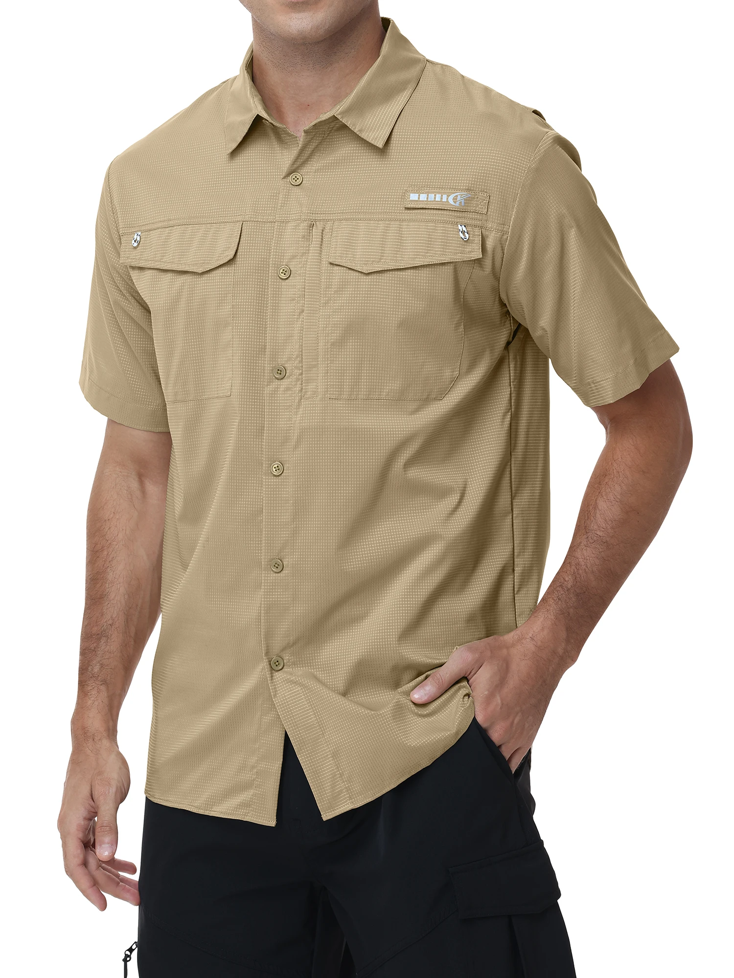 Men's Short Sleeve Fishing Shirts UPF 50+ Quick Dry Sun Protection Workout Cargo Shirts Breathable Hiking Shirts with Pockets