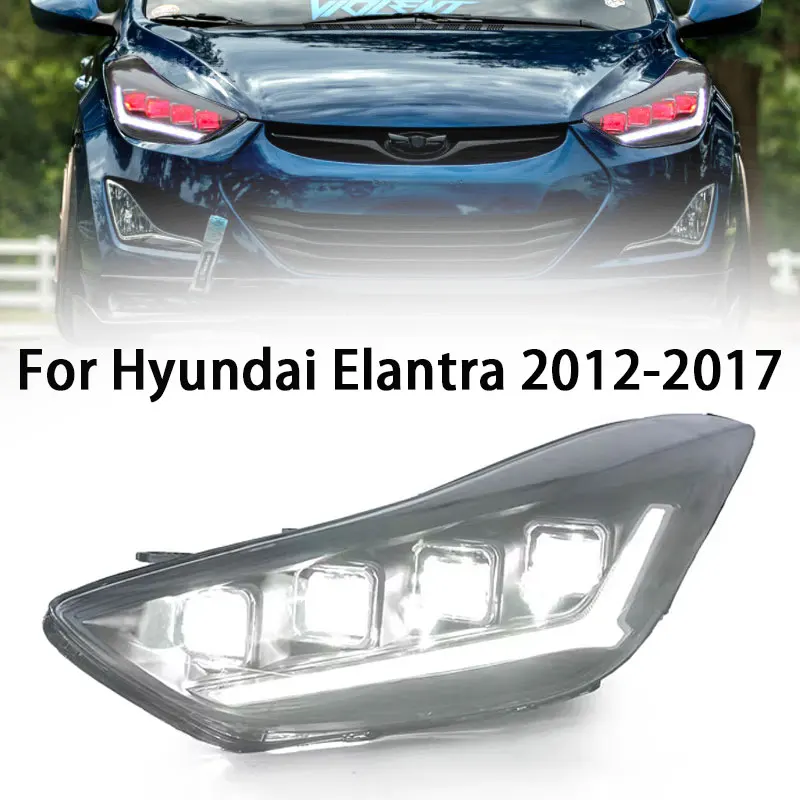 

Передняя фара для Hyundai Elantra светодиодный фара 2011-2017 фары Elantra DRL сигнал поворота Дальний свет ангельский глаз проектор