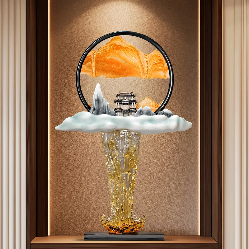 

Flowing water makes money rockery large quicksand painting ornament living room entrance landscaping office high-end decoration