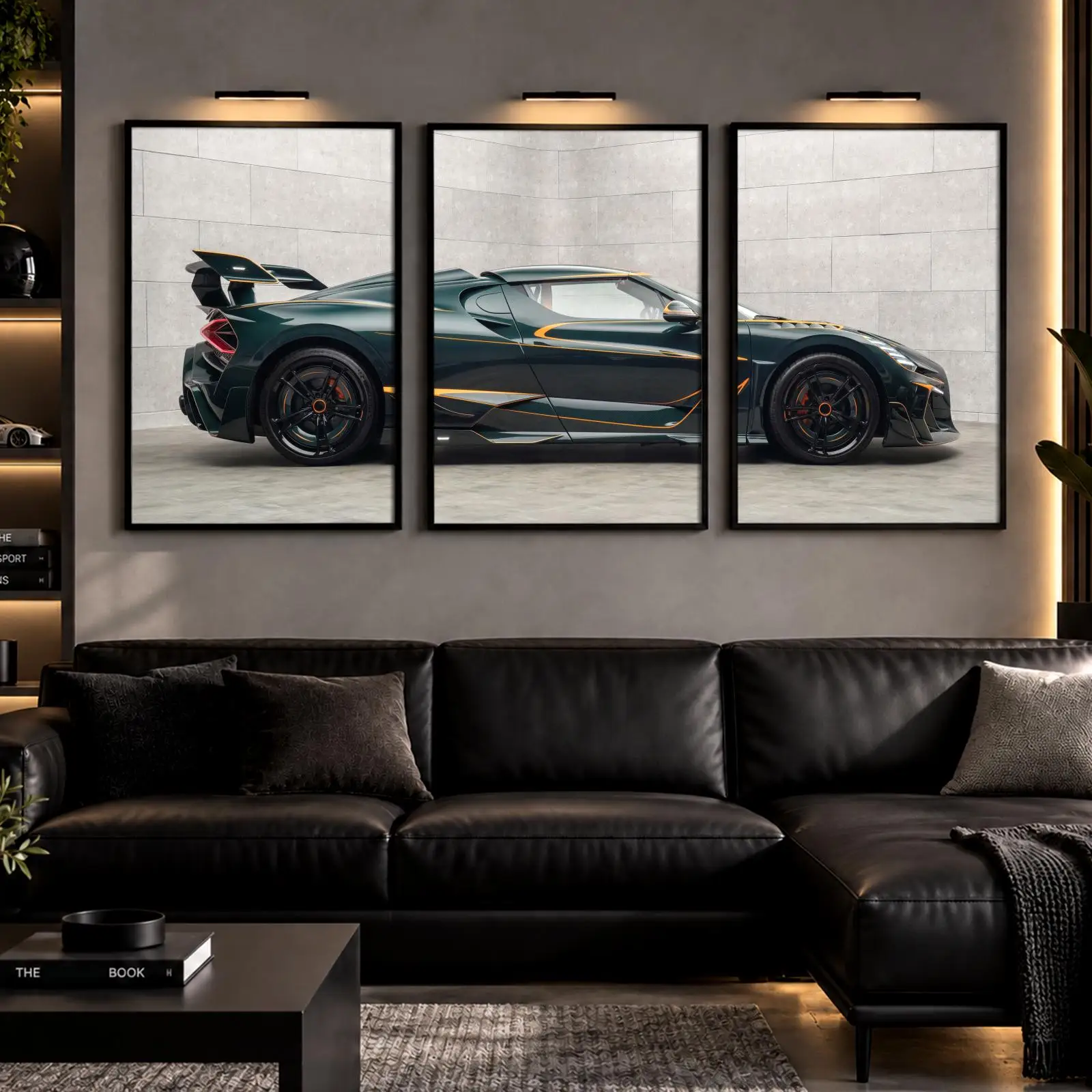 3pc Refined Exotic Car Painting Calligraphy Canvas Poster Set Wall Art Prints for Bedroom Living Room Home Decor Gift