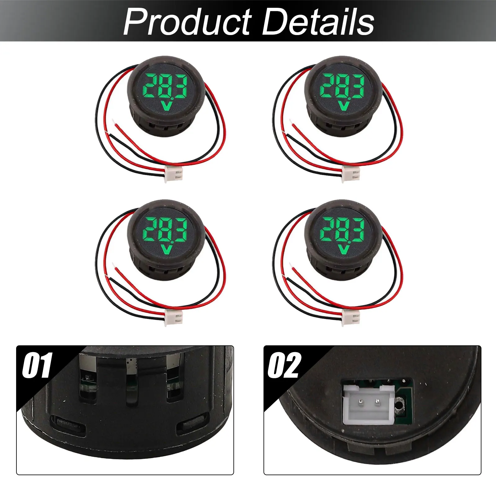 3.4x1.9cm 1.33*0.74inches DC Voltmeter 3-Digit Accurate Display Easy To Install Long Service Life Checking Voltage