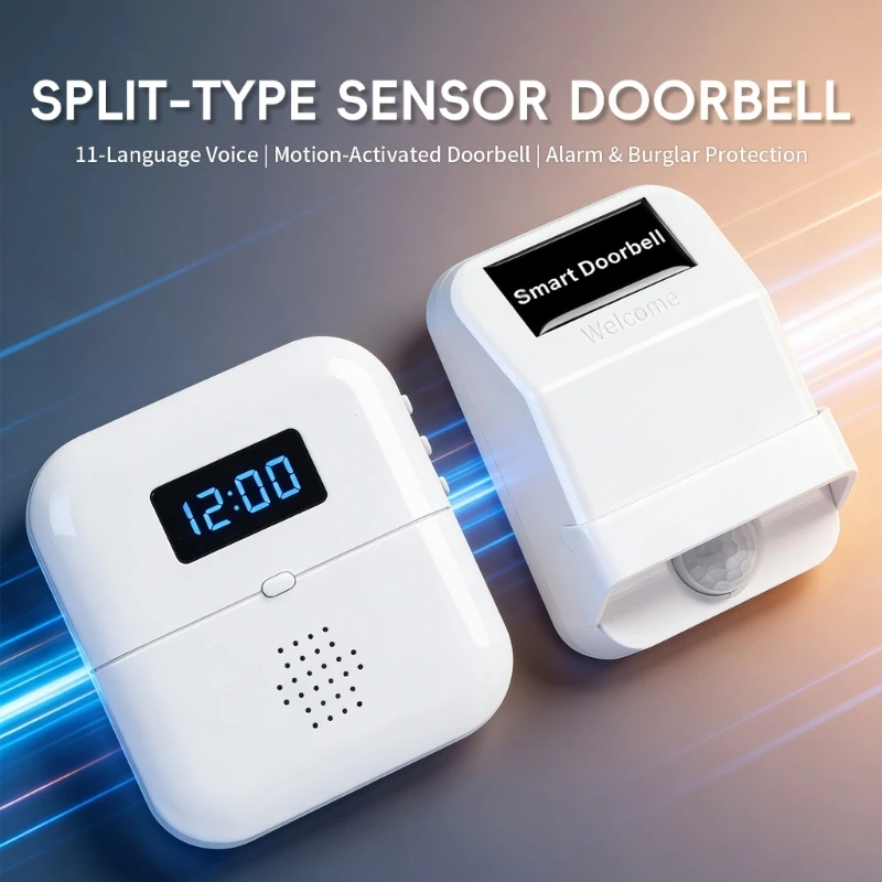 

Battery Power Intelligent Doorbells with Human Body Detection & USB Charging Capability Split Type Wireless Door Toll ABS K1KF