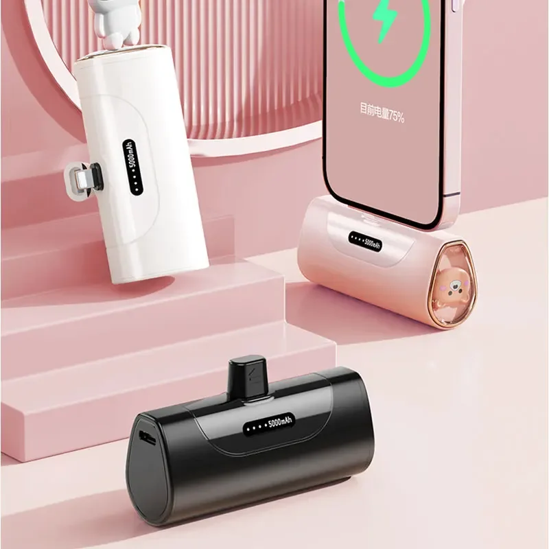 Mini Capsule Power Bank 5000mah Battery Charger Portable Cute Animal Style Mobile Phone Wireless Powerbank