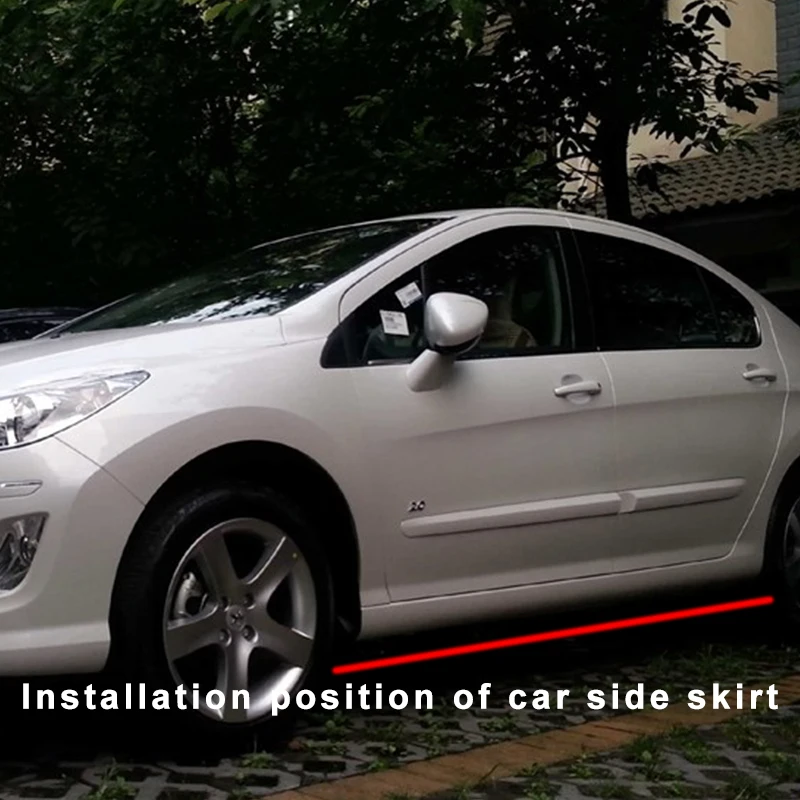 

Car Side Skirts Extensions Bumper Door Lip Splitters Winglet Accessories Carbon Fiber Look ABS For Peugeot 408 2010 2012 2013