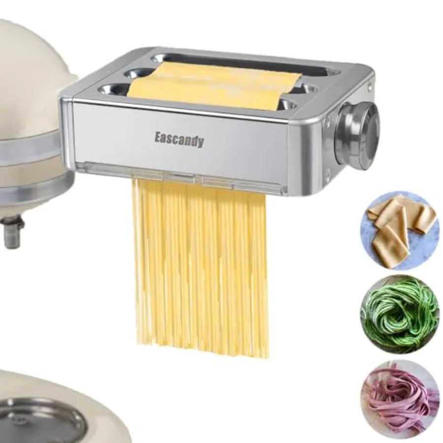 

Цельнометаллическая насадка для приготовления пасты 3-в-1 для миксеров KitchenAid, 8 регулируемых передач, ролик для раскатки теста