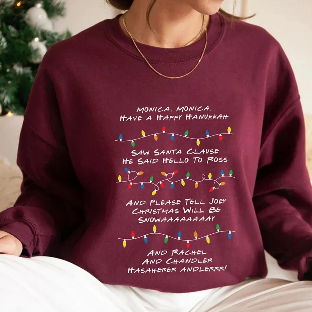 Friends Inspired Holiday Crewneck Sweatshirt Phoebe's Song Shirt Merry Christmas Sweater Unisex Long Sleeves Sweatshirts