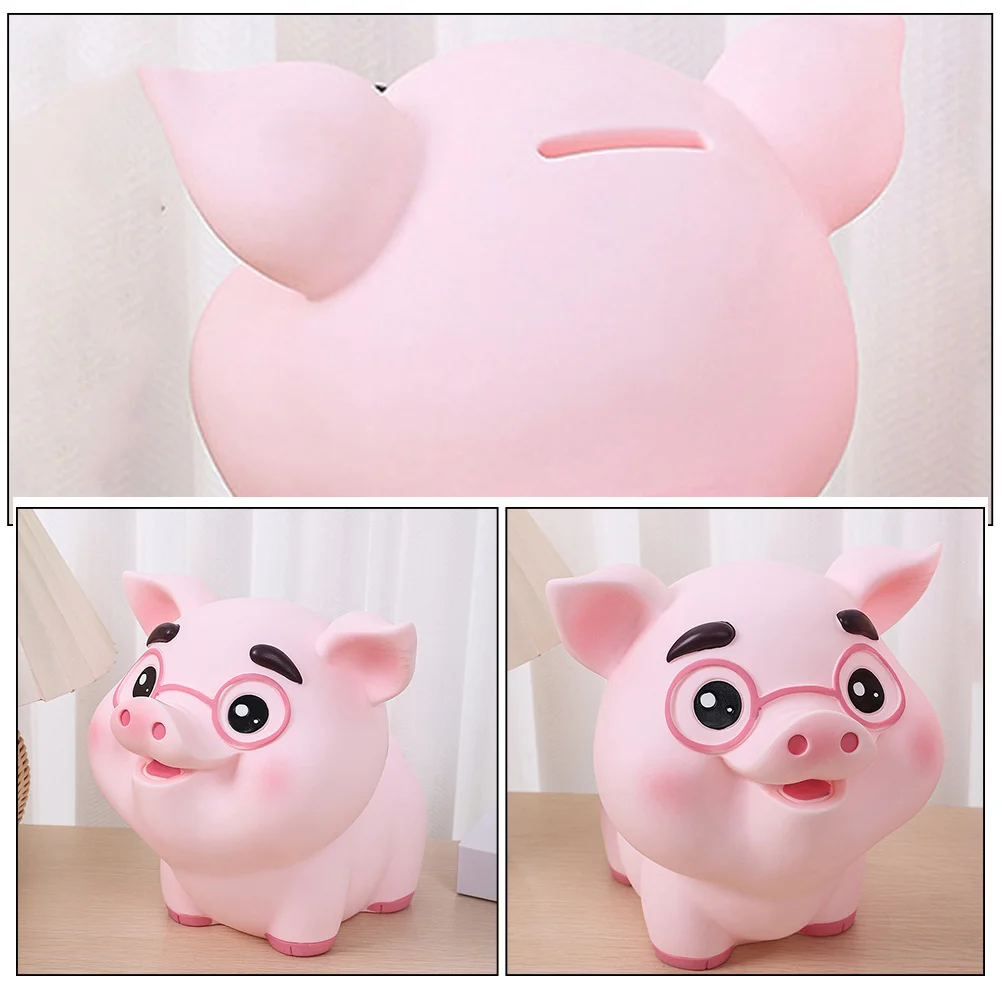 

Vinyl Pig Shaped Piggy Bank Desktop Coin Bank Decorative Saving Box Cute Money Pot for Home Pig-Shaped Money Pot
