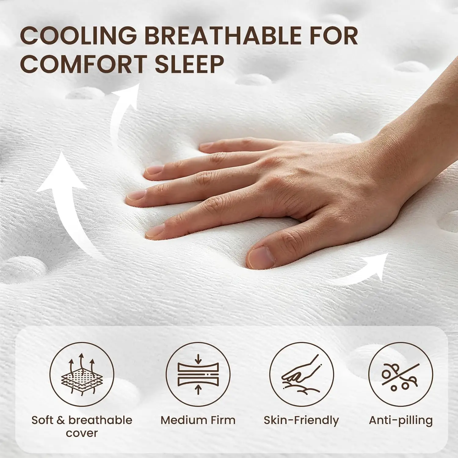 Queen Mattress , Medium Firm Feel, Queen Size Mattresses in Box, Individually Pocket Coils for Motion Isolation, Customized