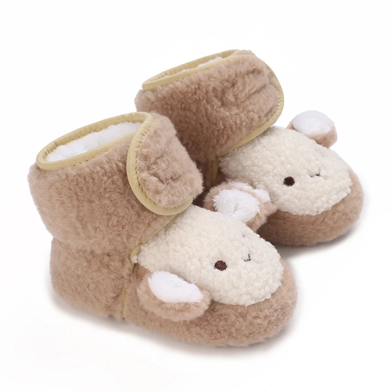 Autumn Winter Boots Baby Girl Boys Winter Warm Shoes Solid Fashion Toddler Fuzzy Balls First Walkers Kid Shoes 0-18M