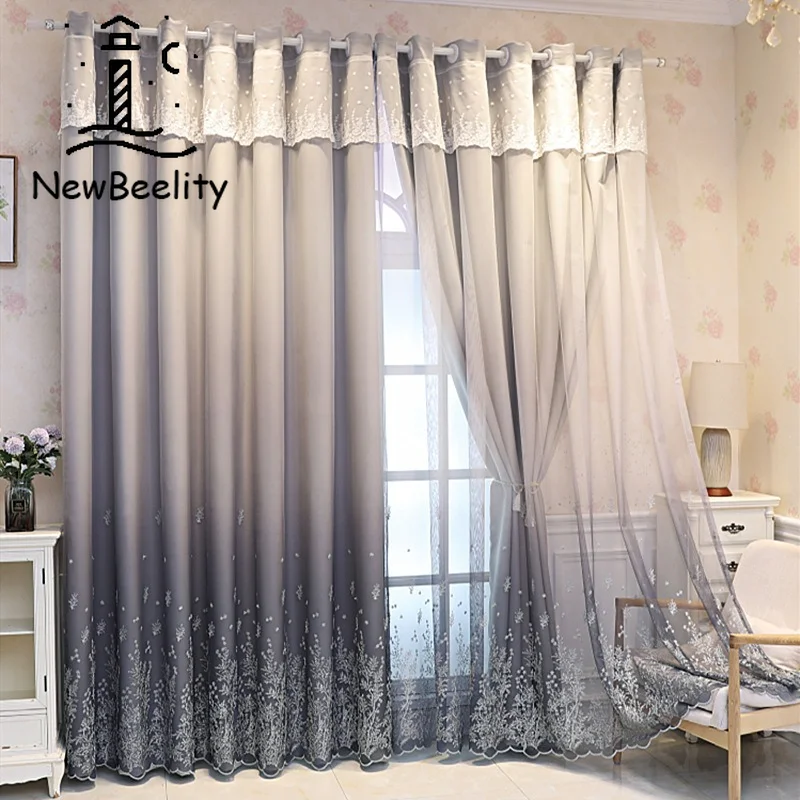 

Nordic simplicity Curtains for Living Dining Room Bedroom Embroidered curtains shading atmospheric net red double-layer yarn JQ