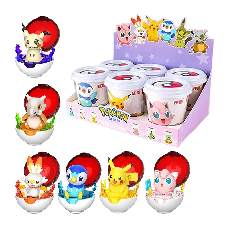 Pokémon Transform Toys Series Anime-Figur Pikachu Jigglypuff Piplup Mimikyu Cartoon-Modellbecher ist gefüllt mit Kugeln als Kindergeschenke