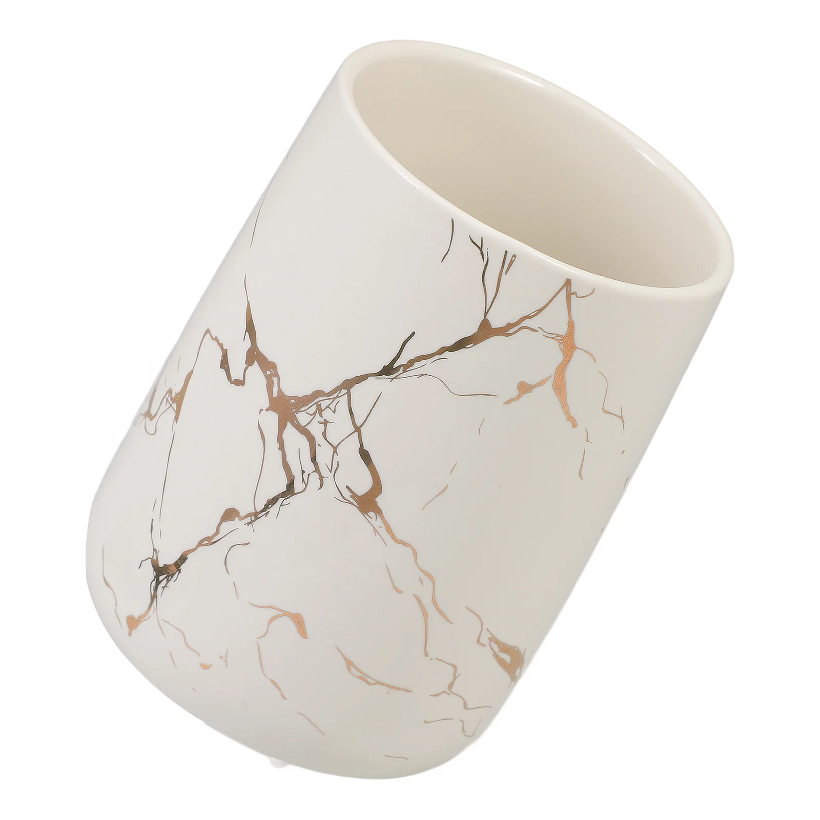 

Marble Pattern Toothbrush Cup Mouth Wash Cup Bathroom Storage Reusable Ceramic Brush Holder Smooth Design Travel Tumbler