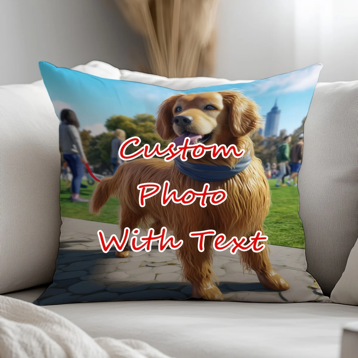 Customized photo or text personalized pillowcases, 18x18 inches, short plush fabric, single-sided print, pet cat design, bedroom
