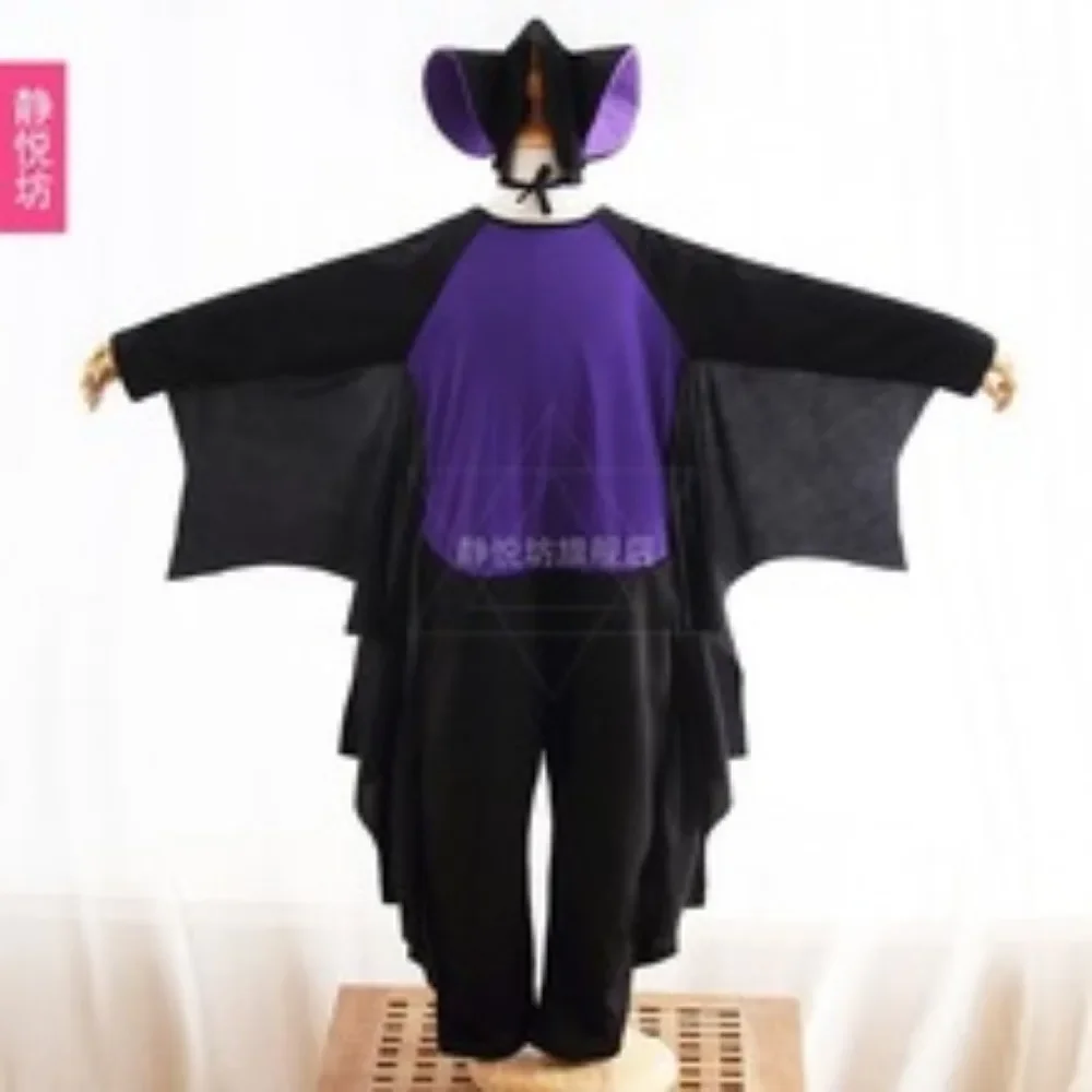 Tuta di Halloween Costume da pipistrello Bambini Batman Cosplay Abito viola Costume da vampiro Ali Anime Cosplay