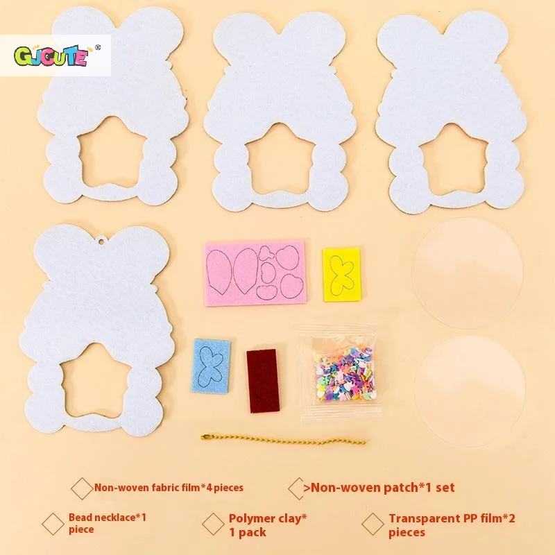 1 conjunto shaker puzzle brinquedos dos desenhos animados não tecido shake pingente kits de material diy para crianças fácil colar acessórios artesanato artesanal