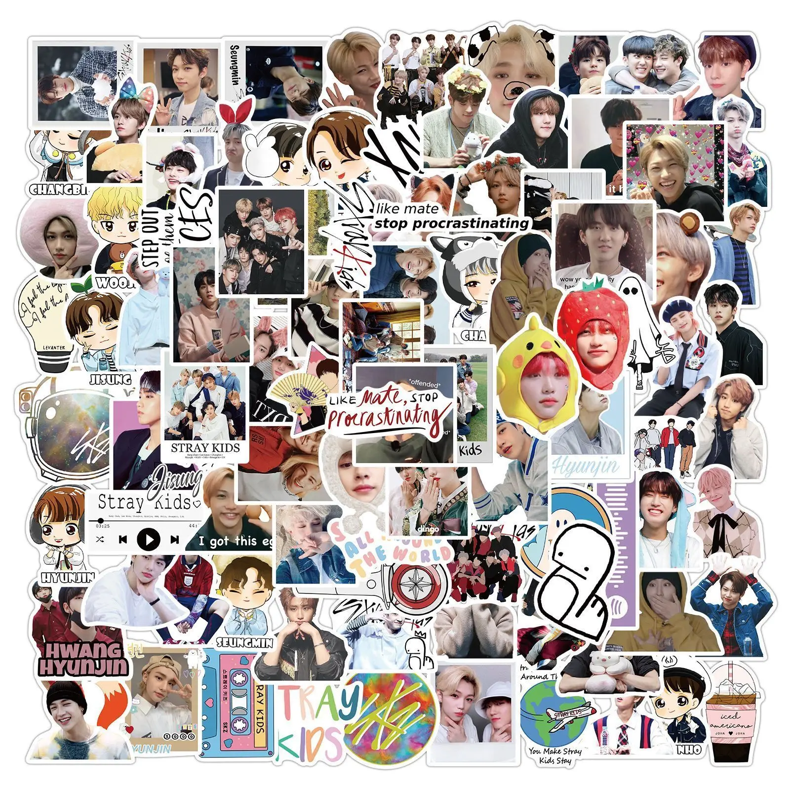 56pcs New Korean Stars Kpop Boy Group Felix Lee Yong Bok LeeKnow Hwang Hyun Jin Kim Seung Min cute stickers Gift