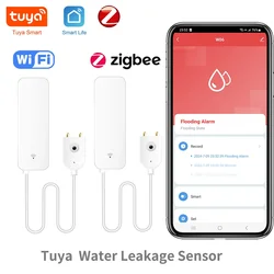 Tuya WiFi Zigbee czujnik wycieku wody, detektor wycieku wody, powiadomienia o aplikacji Smartlife, alarm wycieku wody bezpieczeństwo w domu