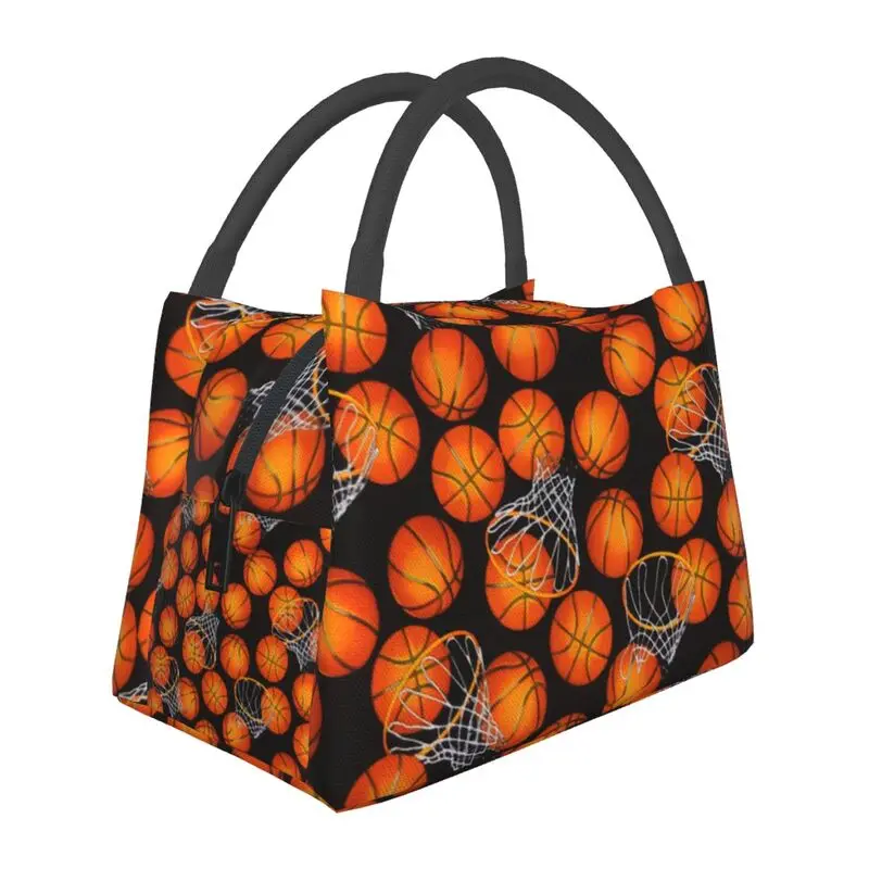 

Basketball Balls Pattern Insulated Lunch Bags for Women Portable Thermal Cooler Food Lunch Box Work Travel